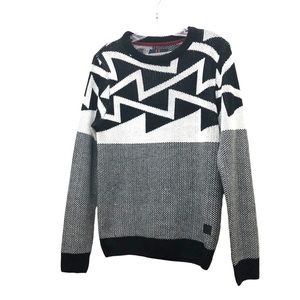Xios New York Geometric Print Long Sleeve Crew Neck Sweater M Size S Black/Whit